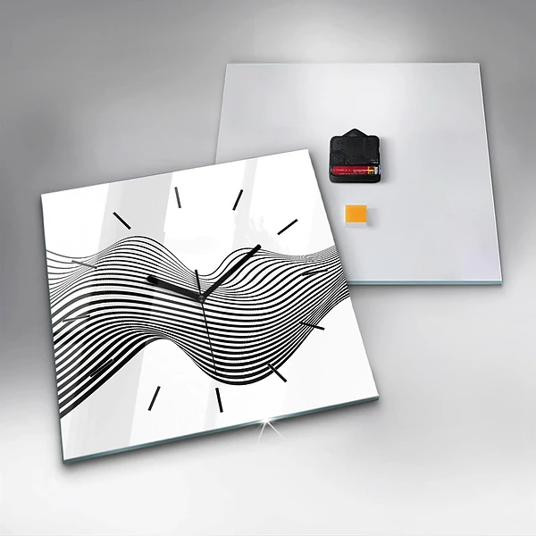 Wanduhr quadratisch Schwarz-weiße Kunst