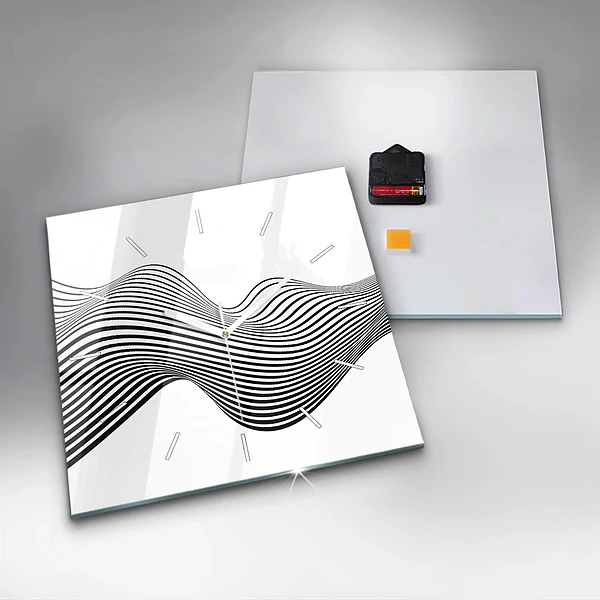 Wanduhr quadratisch Schwarz-weiße Kunst