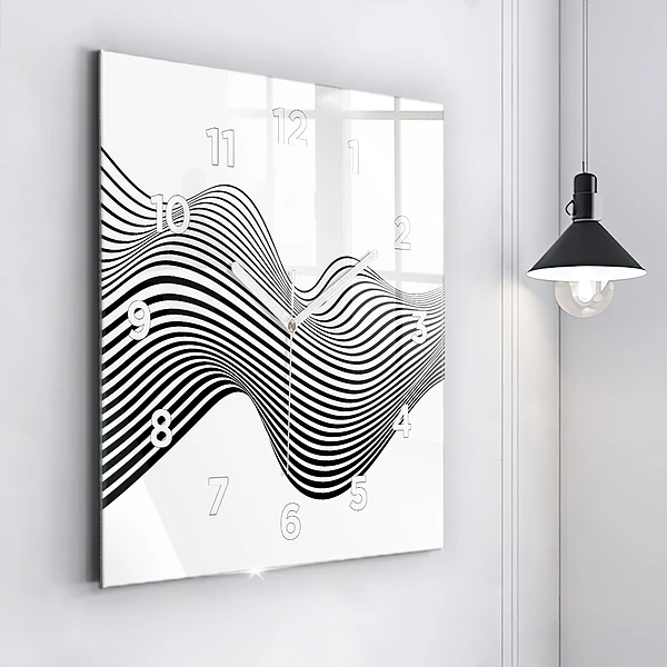 Wanduhr quadratisch Schwarz-weiße Kunst