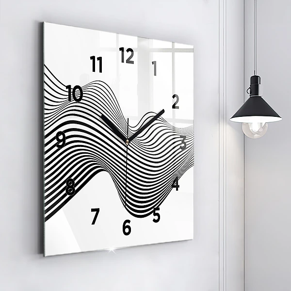 Wanduhr quadratisch Schwarz-weiße Kunst