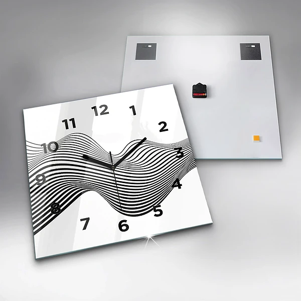 Wanduhr quadratisch Schwarz-weiße Kunst