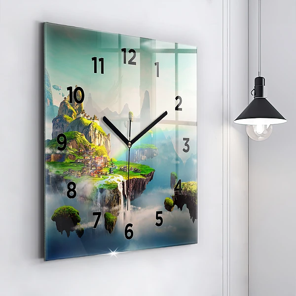 Wanduhr modern quadratisch Chinesische Fantasieszenen