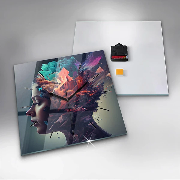 Wanduhr modern quadratisch Emotionale abstrakte Frau