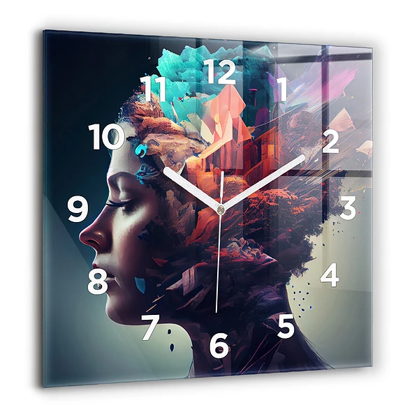 Wanduhr modern quadratisch Emotionale abstrakte Frau
