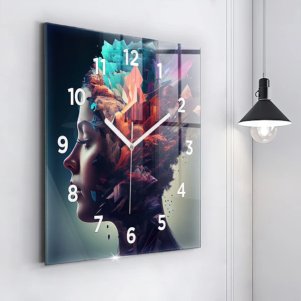 Wanduhr modern quadratisch Emotionale abstrakte Frau