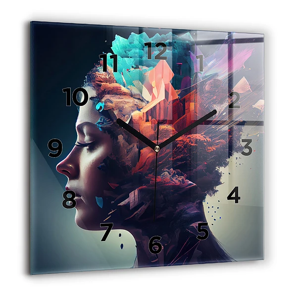 Wanduhr modern quadratisch Emotionale abstrakte Frau