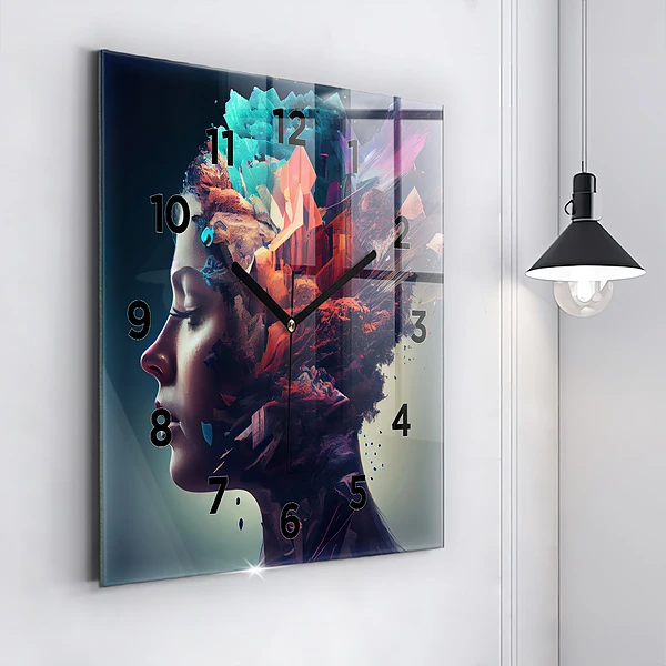 Wanduhr modern quadratisch Emotionale abstrakte Frau
