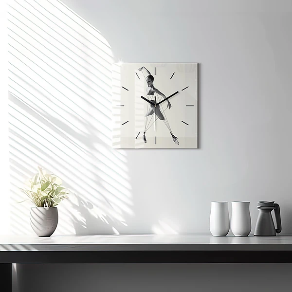 Wanduhr modern quadratisch Abstrakte Tänzerin