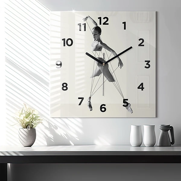 Wanduhr modern quadratisch Abstrakte Tänzerin