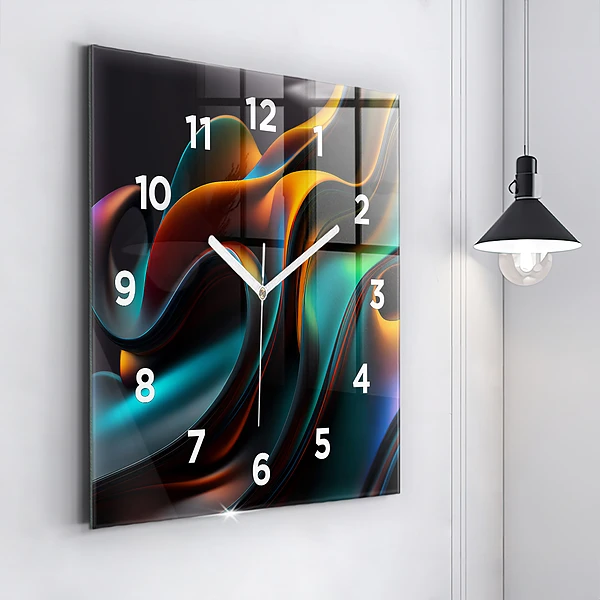 Wanduhr modern quadratisch Futuristische Welle
