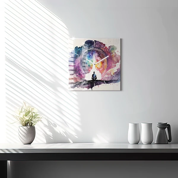 Wanduhr quadratisch Lebensstil Meditation