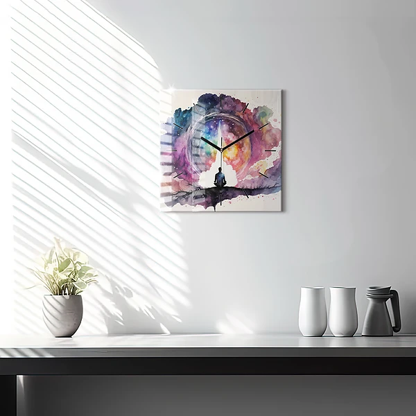 Wanduhr quadratisch Lebensstil Meditation