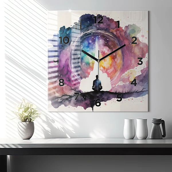 Wanduhr quadratisch Lebensstil Meditation