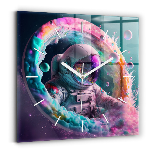 Wanduhr quadratisch Kosmonautenfarbene Wolken