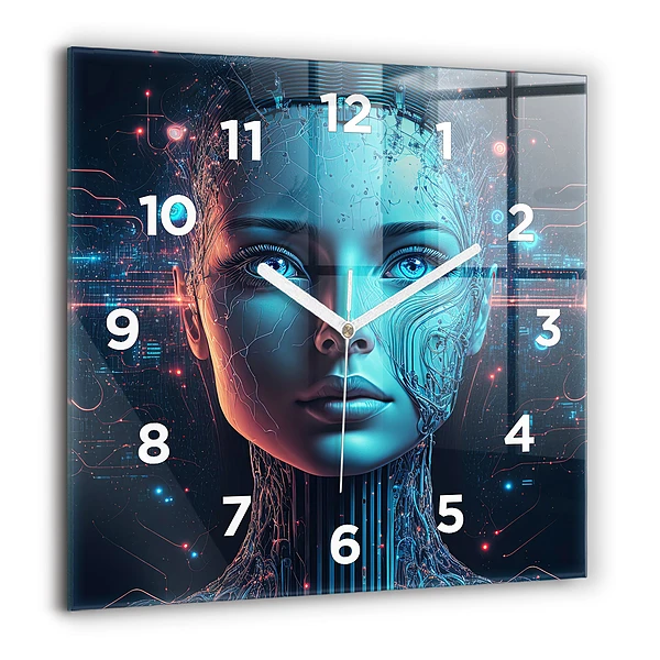 Wanduhr quadratisch mit motiv Künstliche Intelligenz