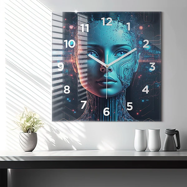 Wanduhr quadratisch mit motiv Künstliche Intelligenz