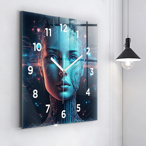 Wanduhr quadratisch mit motiv Künstliche Intelligenz