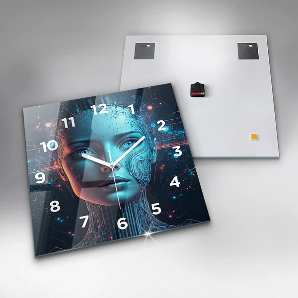 Wanduhr quadratisch mit motiv Künstliche Intelligenz