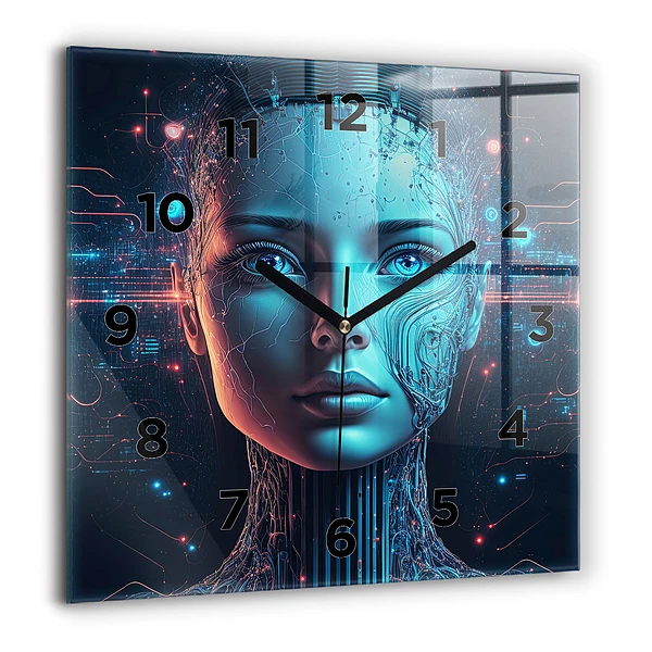 Wanduhr quadratisch mit motiv Künstliche Intelligenz