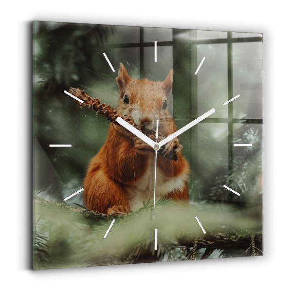 Wanduhr quadratisch Eichhörnchen und Wildtiere