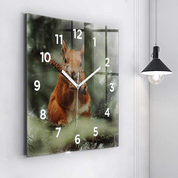 Wanduhr quadratisch Eichhörnchen und Wildtiere