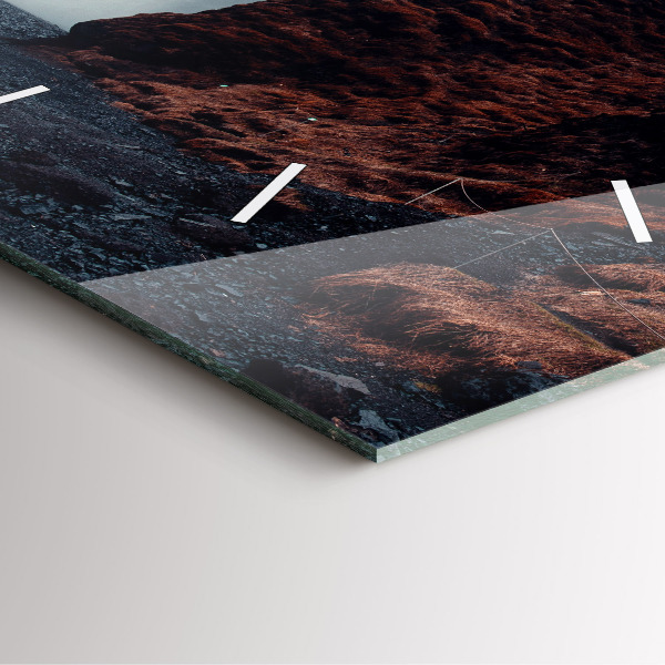 Wanduhr quadratisch mit motiv Wasserfall Island Landschaft