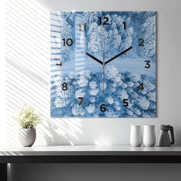 Wanduhr modern quadratisch Wald aus der Vogelperspektive Drohne