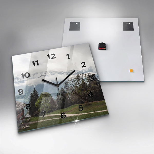Wanduhr quadratisch Blick auf die Berge