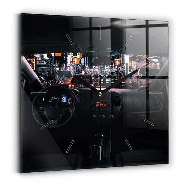 Wanduhr modern quadratisch Auto in Tokio