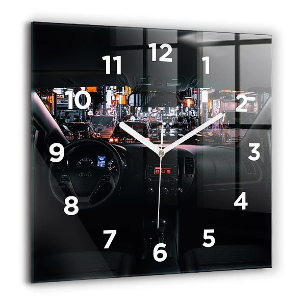 Wanduhr modern quadratisch Auto in Tokio