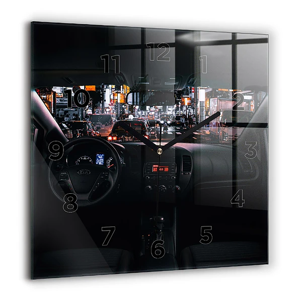 Wanduhr modern quadratisch Auto in Tokio