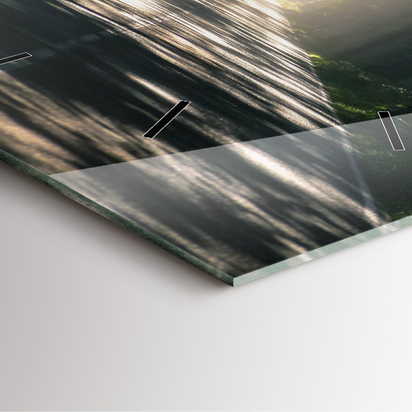 Wanduhr quadratisch mit motiv Waldweg und Sonnenschlieren