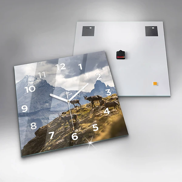 Wanduhr quadratisch mit motiv Ziege im Aosta-Tal