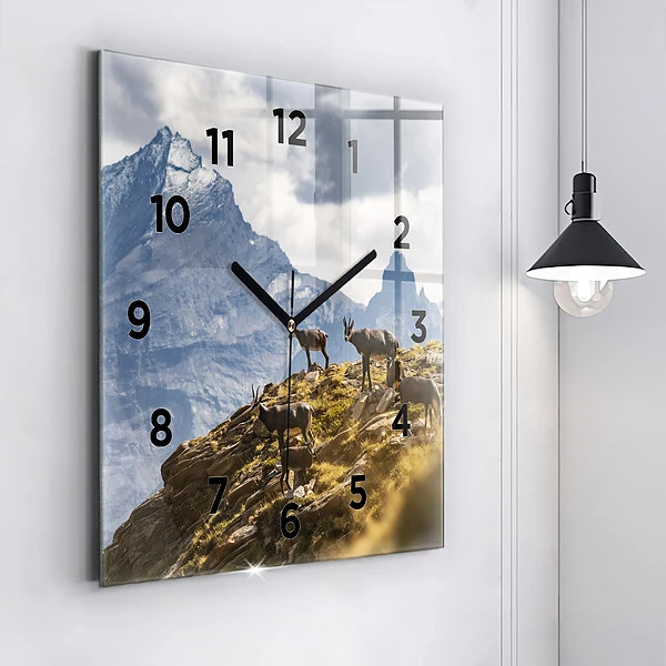 Wanduhr quadratisch mit motiv Ziege im Aosta-Tal