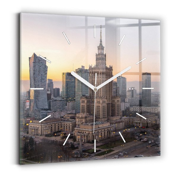 Wanduhr quadratisch mit motiv Panorama von Warschau
