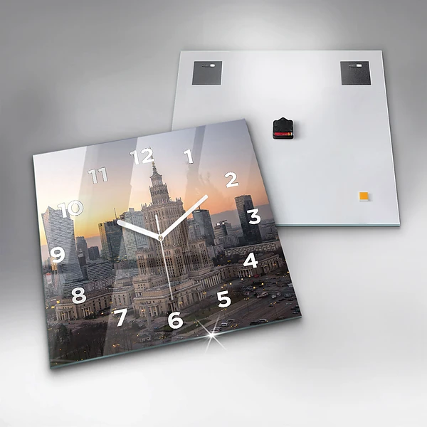 Wanduhr quadratisch mit motiv Panorama von Warschau