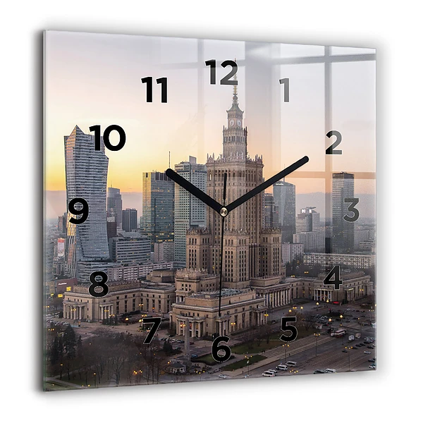 Wanduhr quadratisch mit motiv Panorama von Warschau