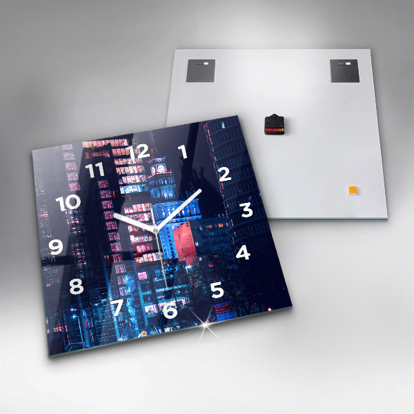Wanduhr quadratisch Warschau bei Nacht
