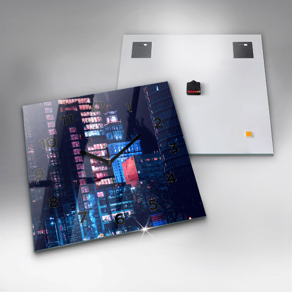 Wanduhr quadratisch Warschau bei Nacht