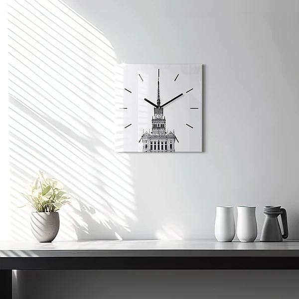 Wanduhr modern quadratisch Palast der Kultur und Wissenschaft