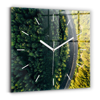 Wanduhr quadratisch mit motiv Wald aus der Vogelperspektive