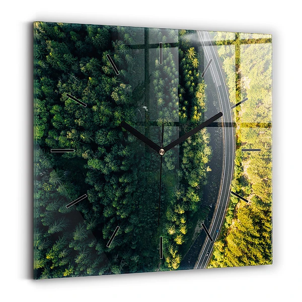Wanduhr quadratisch mit motiv Wald aus der Vogelperspektive
