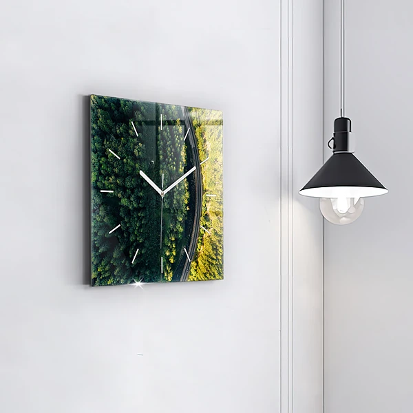 Wanduhr quadratisch mit motiv Wald aus der Vogelperspektive
