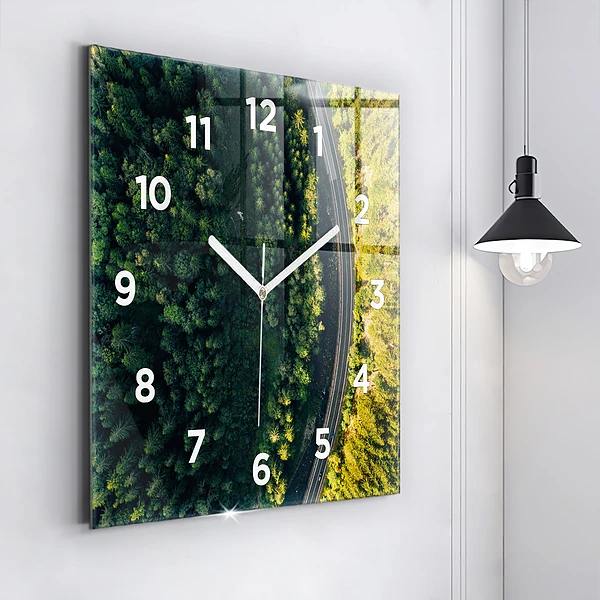 Wanduhr quadratisch mit motiv Wald aus der Vogelperspektive