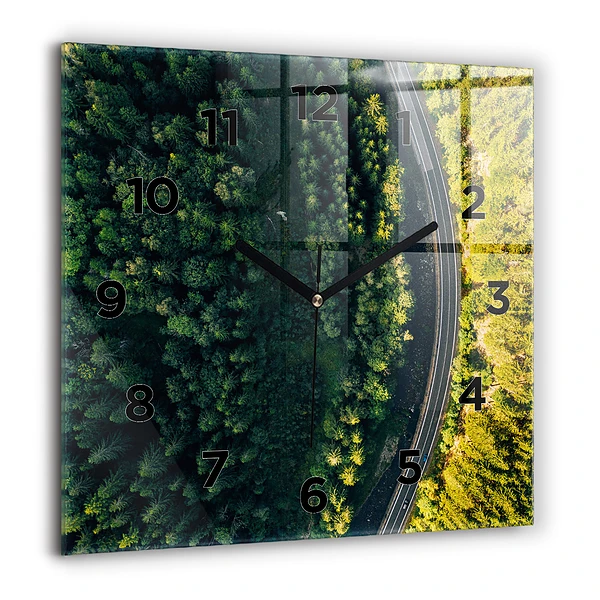 Wanduhr quadratisch mit motiv Wald aus der Vogelperspektive