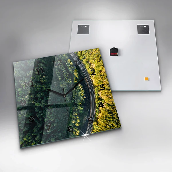 Wanduhr quadratisch mit motiv Wald aus der Vogelperspektive