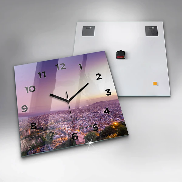 Wanduhr quadratisch Barcelona Bunker El Carmel