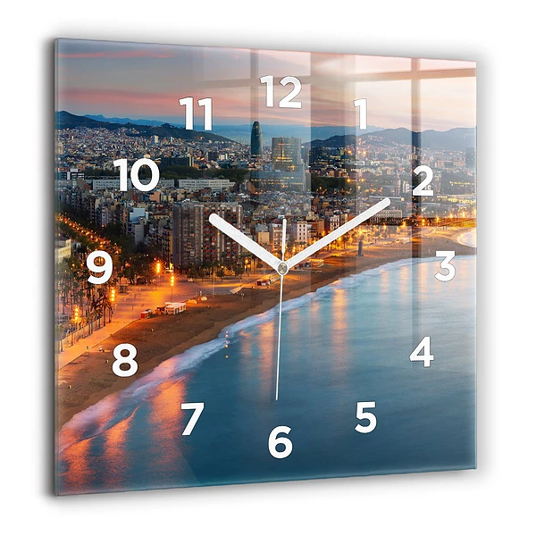 Wanduhr quadratisch Strand von Barcelona
