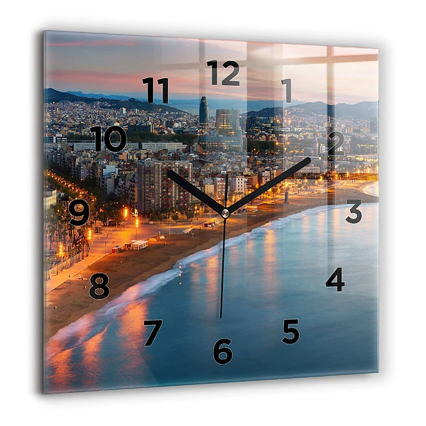 Wanduhr quadratisch Strand von Barcelona