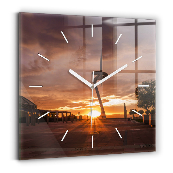 Wanduhr quadratisch Olympischer Park in Barcelona